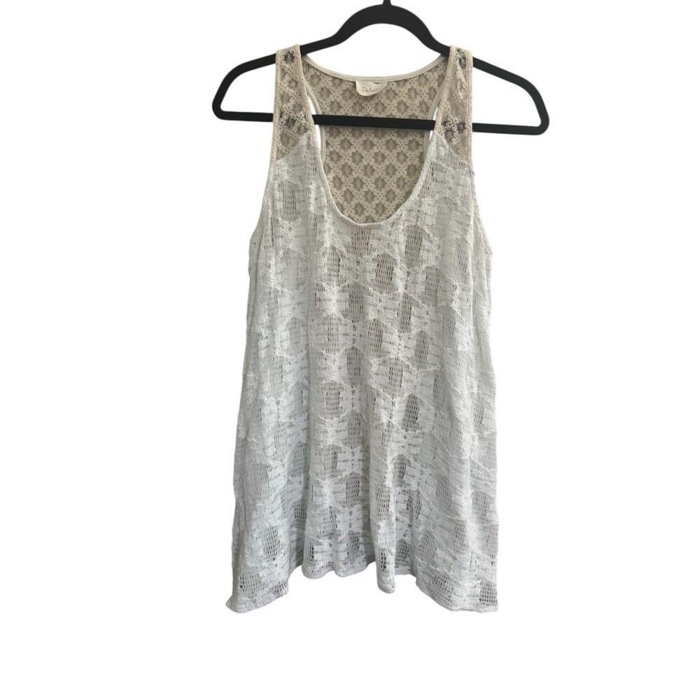 Anthropologie DELETTA Large White Cream Poinciana Lace Tank Top Flowy #4774